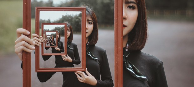 woman in mirror - mind behind mind woman in mirror - mind behind mind